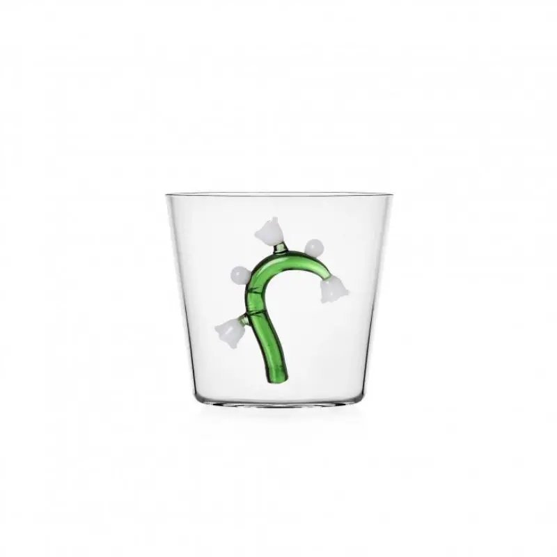 Ichendorf Milano Botanica Tumbler Fiore Verde/Bianco - Bicchiere in Vetro Borosilicato da 350ml Economico
