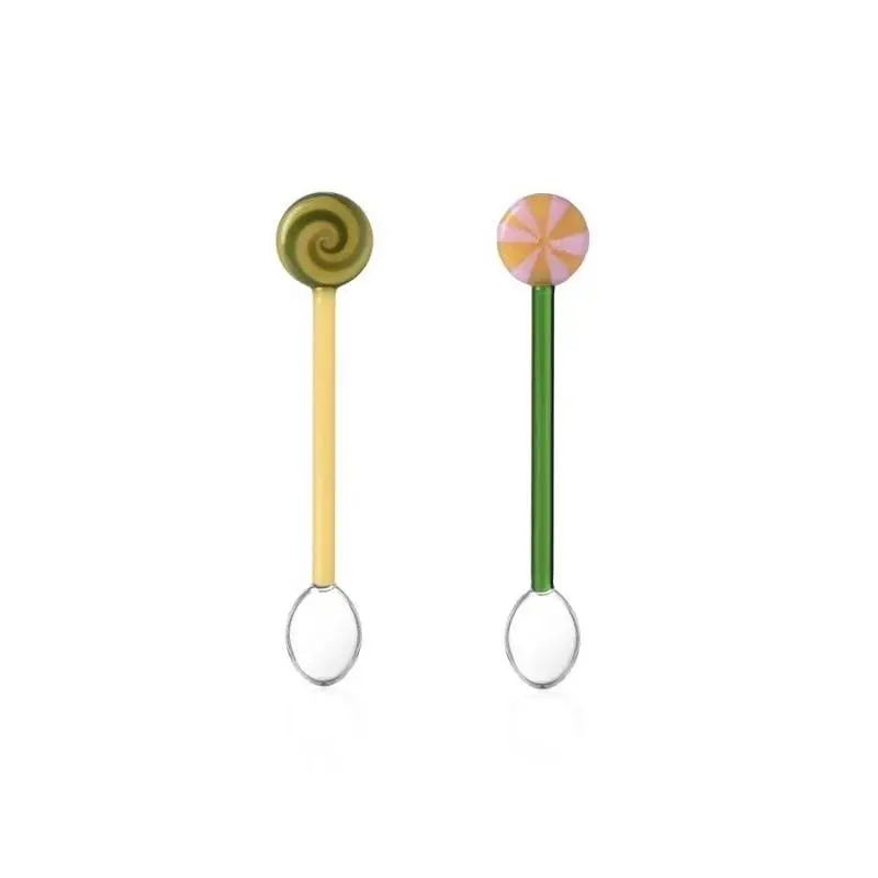 Set 2 Cucchiaini in Vetro con Lecca-Lecca Giallo e Verde Schiaccianoci Ichendorf Soddisfatti O Rimborsati