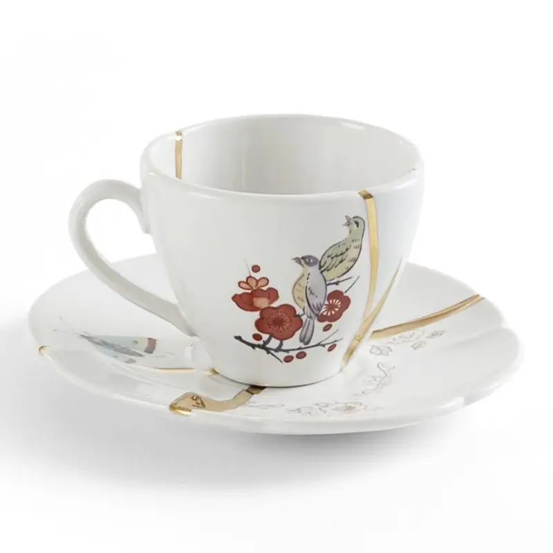 Kintsugi Coffee Cup with Saucer 01 – Tazzina da Caffè in Porcellana Dorata Seletti Nuovo Arrivo