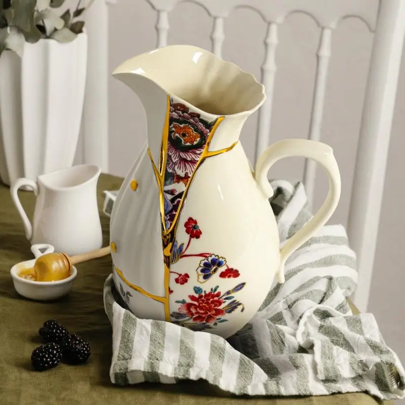 Seletti caraffa in porcellana ed oro Kintsugi 19x14,23xH25,5cm Offerta Del Giorno