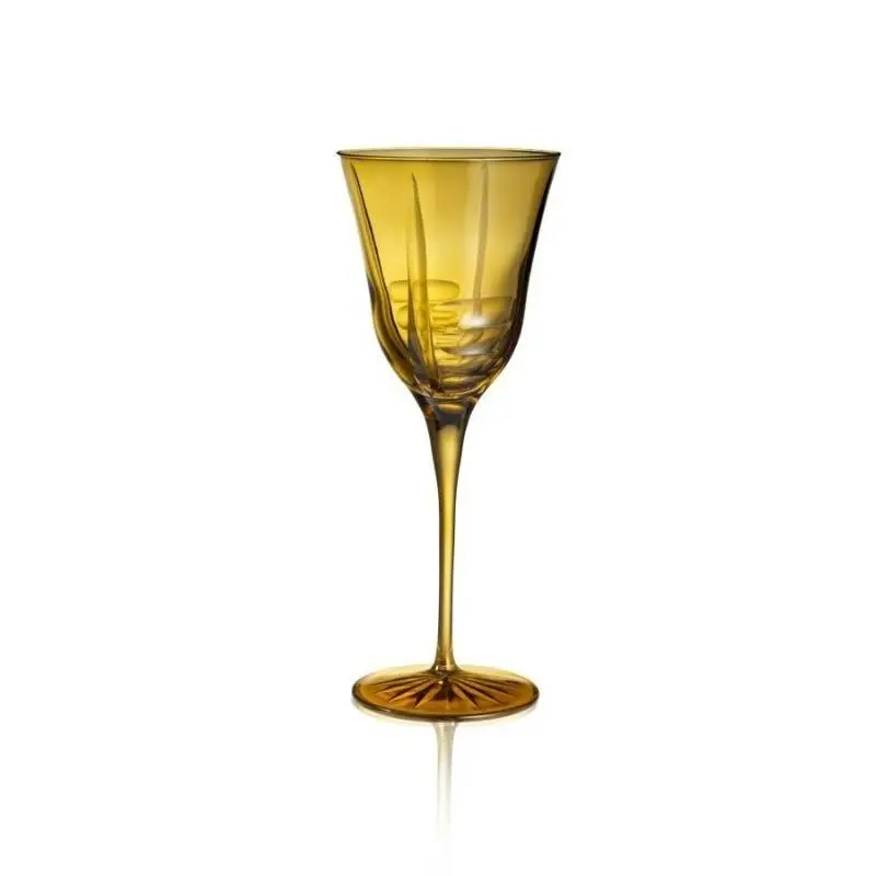 Esclusivo Set 2 Calici Gem Ambra 30 cl H23 cm – Vetro Artigianale Elegante | Weissestal