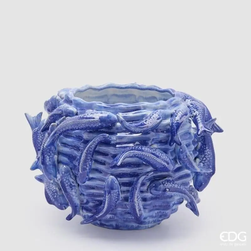 Offerta Speciale Vaso Chakra Carpa Koi EDG Blu – Design Marino in Ceramica Smaltata