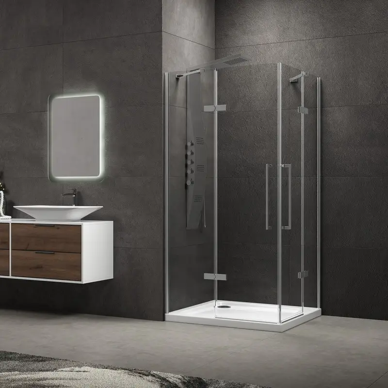 Cabina doccia 90x130 apertura porte battenti in acciaio spazzolato | KT1000AS Occasione
