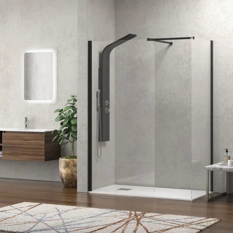 Doccia walk in 2 lati 70x100cm profilo nero | KW2000B Consegna Rapida
