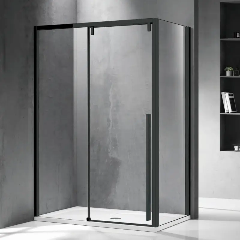 Cabina doccia 80x150 profilo nero anta scorrevole e lato fisso | KSA5000B Offerta Del Giorno