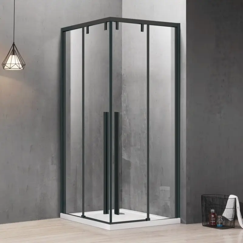 Box doccia 90x90 profilo nero doppio scorrevole vetro 8mm | KSA1000B Scelto Dai Clienti