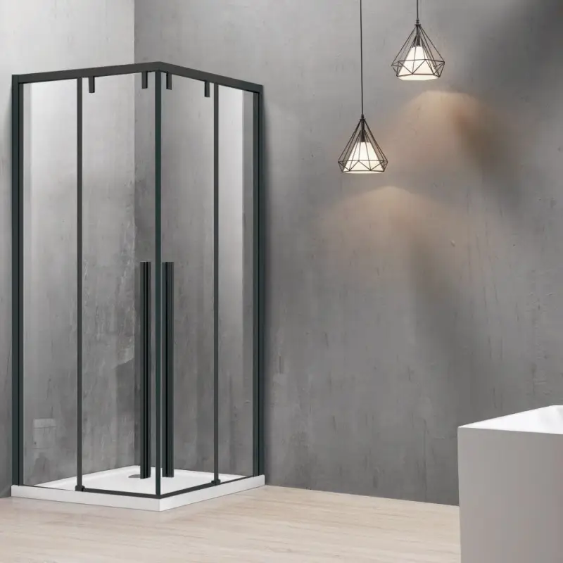 Più Venduto Box doccia 80x90 telaio nero doppio scorrevole vetro 8mm | KSA1000B