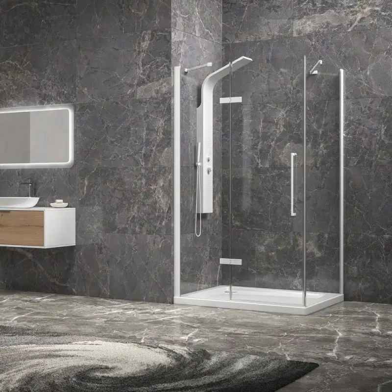 Box doccia 70x140 bianco porta battente laterale fisso | KT5000B Compra Online