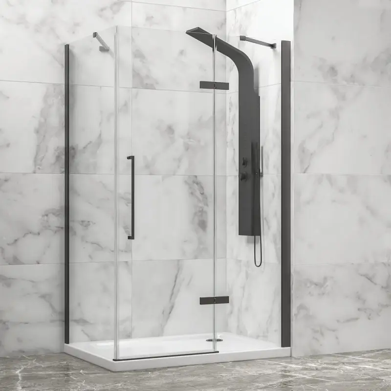 Box doccia 90x120 telaio gun metal porta battente laterale fisso 90cm | KT5000GM Ultima Occasione