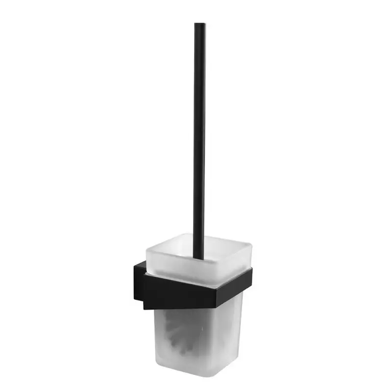 Vendita Finale Portascopino bagno sospeso in acciaio inox nero opaco e vetro | NUEVO-S