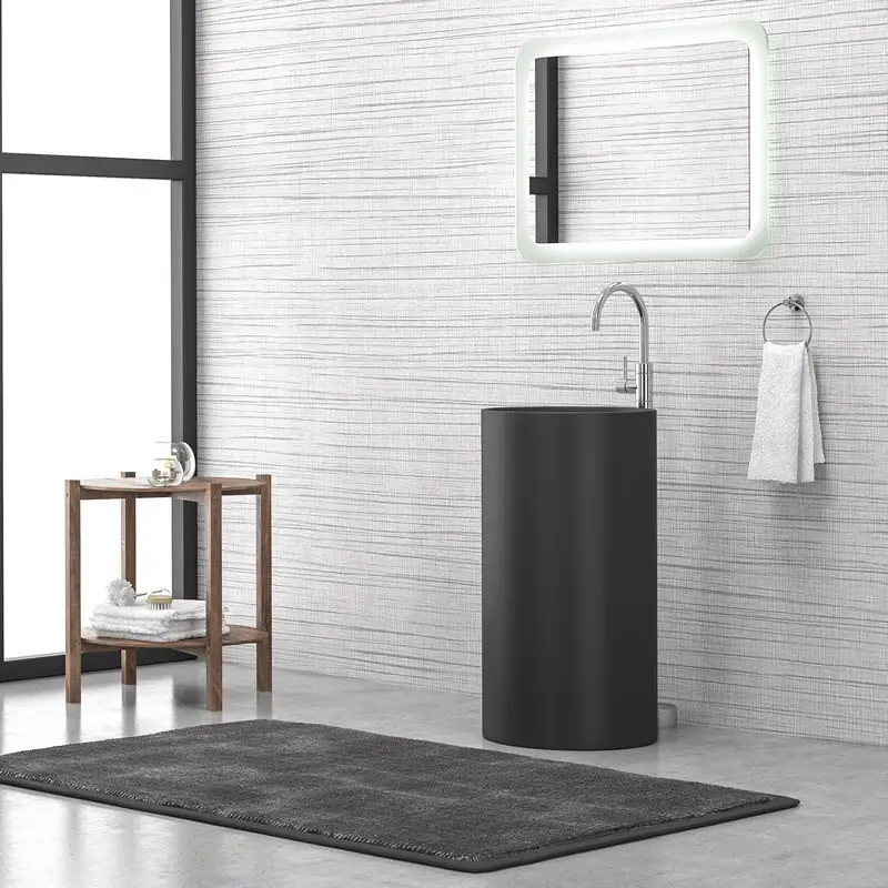 Consegna Rapida Lavabo bagno da terra monoblocco colore nero opaco MIL-FN