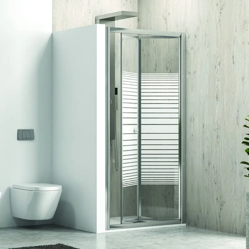 Ultima Occasione Porta doccia 90 cm a libro vetro serigrafato altezza 180cm KM4000S