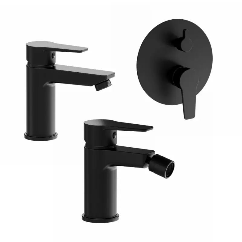 Set miscelatori: lavabo bidet senza scarico e incasso doccia c/deviatore nero opaco | Jane Acquista Ora