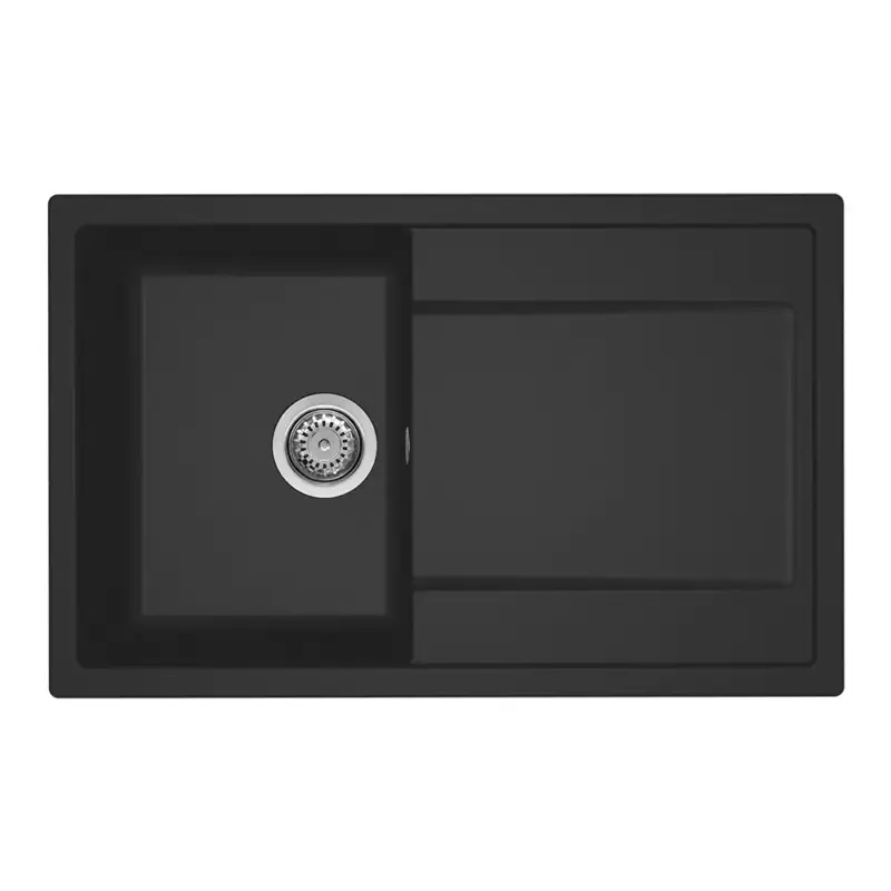 Elleci lavello da cucina 1 vasca con gocciolatoio 79x50cm in granitek nero installazione sopratop | Life 300 Quantità Limitata