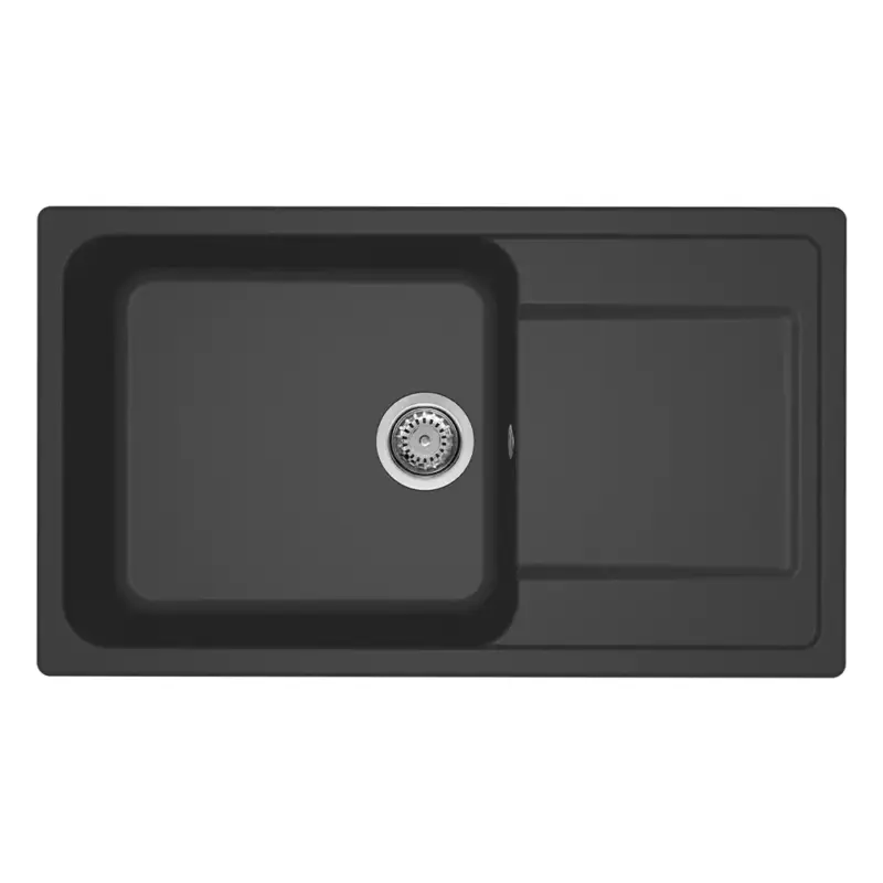 Promozione Esclusiva Elleci lavello da cucina 1 vasca con gocciolatoio 86x50cm in granitek antracite installazione sopratop | Life 410