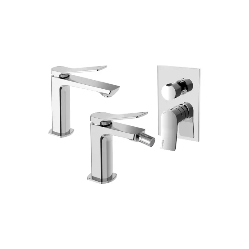 Prezzo Basso Paffoni set miscelatori lavabo, bidet senza scarico e incasso doccia deviatore 2 vie cromato mod. Tilt