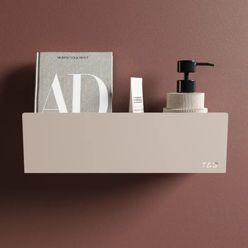 Mensola da bagno in alluminio Beige con finitura opaca, dimensioni 40 cm | Alta Nuovo Arrivo