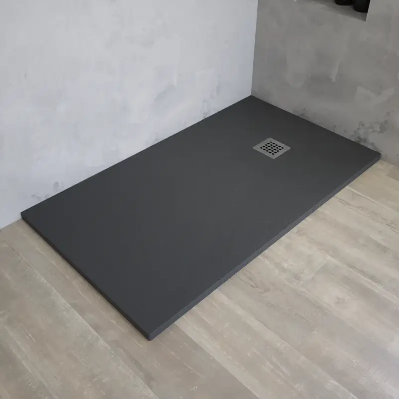 Piatto doccia rettangolare 80x90 cm in marmoresina grigio antracite effetto pietra h3 cm | Milos Promozione Esclusiva