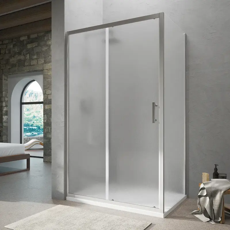 Box Doccia Angolare 120x90 cm vetro stampato, con apertura scorrevole e parete fissa h190cm | Tenerife Nuova Collezione