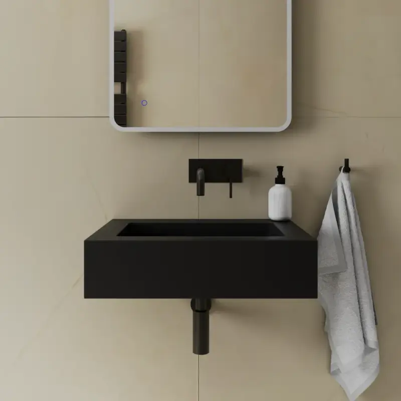 Lavabo sospeso in marmoresina 60cm nero opaco | Koro Novità