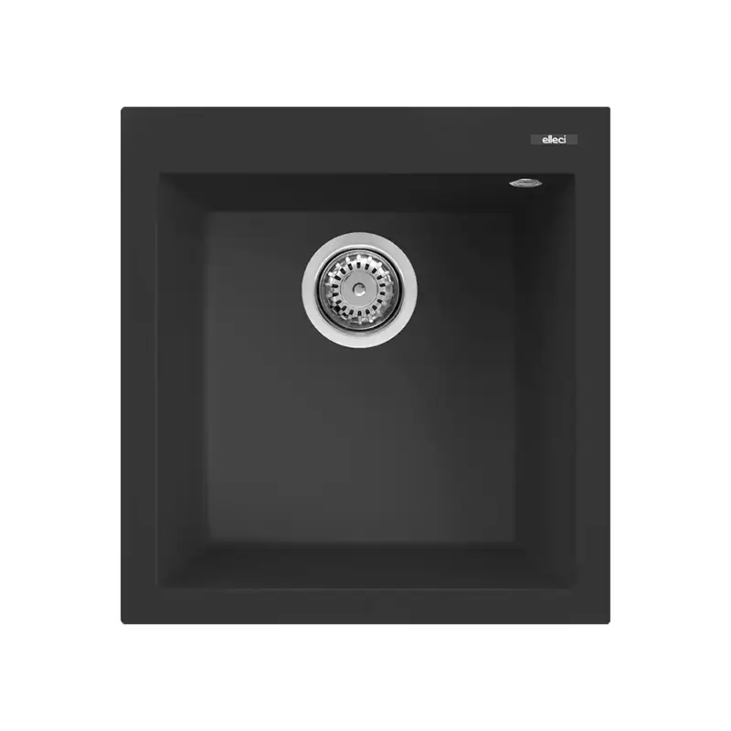 Miglior Prezzo Elleci lavello da cucina 1 vasca 47,1x50,1cm in granitek nero installazione sopratop | Quadra 102