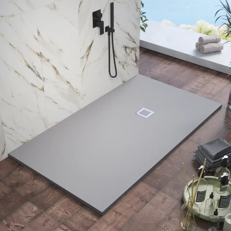 Novità Piatto doccia 70x180cm in marmoresina grigio effetto pietra | Kos