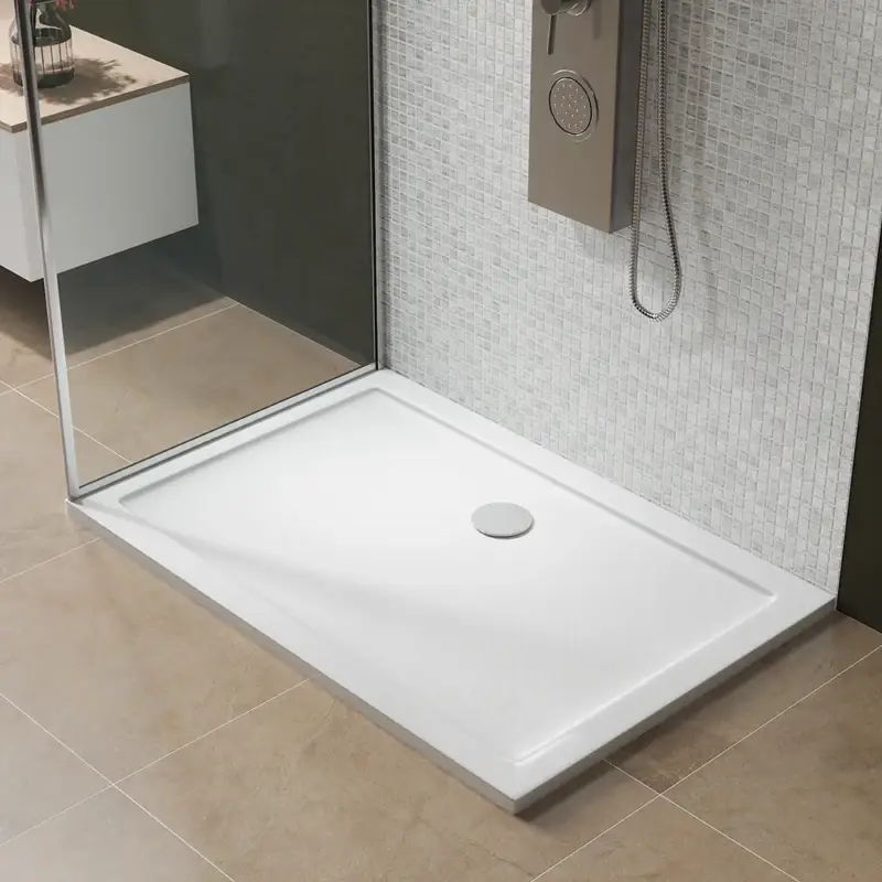 A Buon Prezzo Piatto doccia 80x120 cm bianco lucido bordato in acrilico rinforzato | Asteios