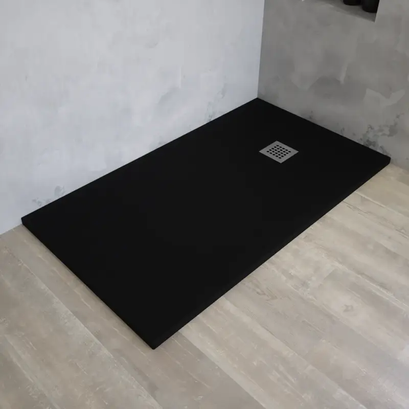 Piatto doccia rettangolare 70x180 cm in marmoresina nero effetto pietra h3 cm | Milos Soddisfatti O Rimborsati