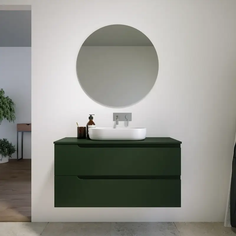 Mobile bagno sospeso 120 cm due cassetti verde foresta opaco con top | Ardenne Ordina Subito