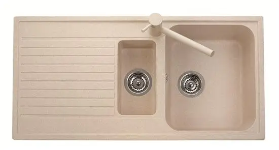 Acquista Ora ATLANTIC 99.15 Lavello cucina a due vasche più scolapiatti finitura micro ultragranit 56 jasmine