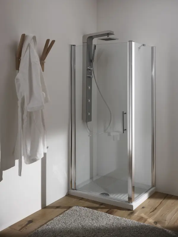 Subito Disponibile BLADY DOOR Porta a battente finitura argento satinato 70 cm trasparente (misura 66/71 h.185)