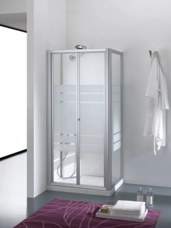 Spedizione Espresso BOREAS Porta a soffietto finitura argento satinato 80 cm acrilico (misura 75/80 h.185)