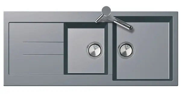 ELEGANCE 116.20 Lavello cucina a due vasche più scolapiatti finitura micro ultragranit 70 black matt Promozione Esclusiva