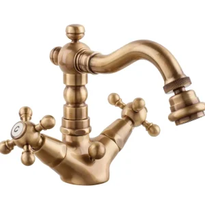 Esclusivo OLD FASHION Monoforo bidet bocca girevole con scarico finitura ottone lucido