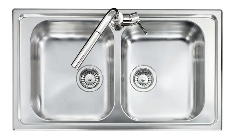 OLYMPUS lavello in acciaio inox a due vasche finitura satinato Reso Gratuito
