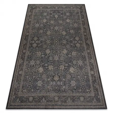 Tappeto in lana ANTIGUA 518 74 KD900 OSTA - Fiori, struttura, tessitura piatta beige / nero Consegna Rapida