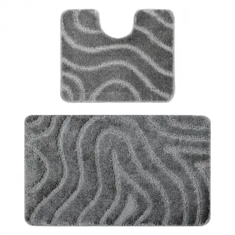 Bestseller Ensemble de salle de bain deux pièces tapis SUPREME WAVES, cerchio, antiscivolo, morbido - grigio