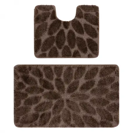 Solo Oggi Set da bagno due pezzi tappeto SUPREME STONES, antiscivolo, morbido - marrone
