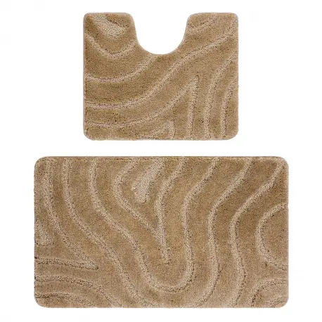 Soddisfatti O Rimborsati Set da bagno due pezzi tappeto SUPREME WAVES, antiscivolo, morbido - beige