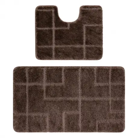 Prezzo Conveniente Set da bagno due pezzi tappeto SUPREME LINES, antiscivolo, morbido - marrone