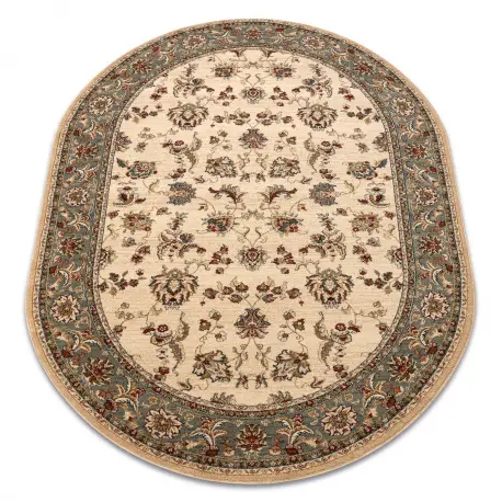Tappeto di lana POLONIA ovale MADRAS fiori gelsomino 2 verde Bestseller