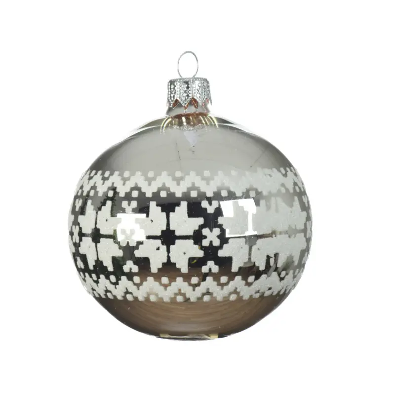 Palla Argento con fiochi di neve 8 cm Offerta Limitata