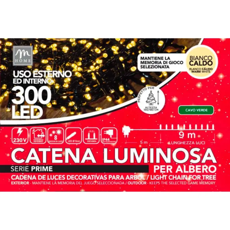 Ultimissimo Modello Catena 300 minilucciole natalizie bianco caldo 9m