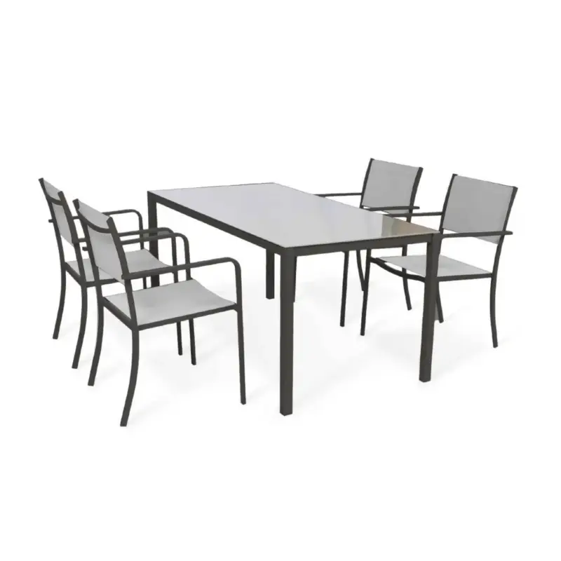 Set Tavolo e 4 Sedie Wendy Antracite Professionale