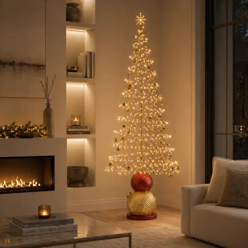 Base per Albero di Natale con Sfere Rosso e Oro Glitterate h 73 cm - Viron Ultima Occasione