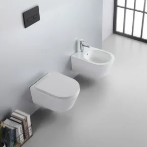 WOLLY - Set sanitari vaso rimless e bidet sospesi con coprivaso Consegna Rapida