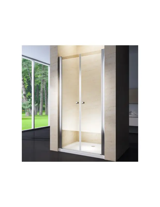 A Buon Prezzo EXTRA - Porta Doccia Saloon 2 Ante in Vetro Temperato 6 mm – H 190 cm Trasparente – Profili in Alluminio – Apertura 180°