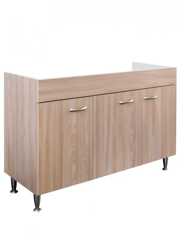 Quantità Limitata BASIC - Mobile sottolavello cucina 3 ante versione sx cm 120 effetto legno Olmo