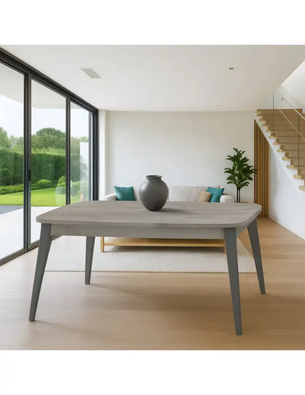 Saldi MERCURIO - Tavolo da Pranzo Allungabile, Design Moderno, Piano effetto Cemento, Made in Italy – L160/240xP90 cm