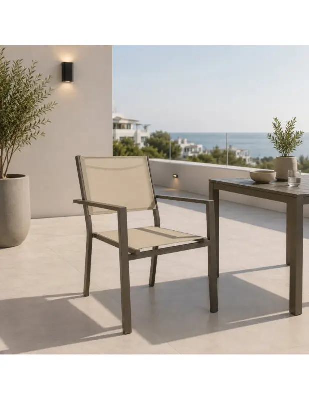 HILL - Sedia in alluminio e textilene per esterno giardino e terrazzo Coffee Occasione Imperdibile
